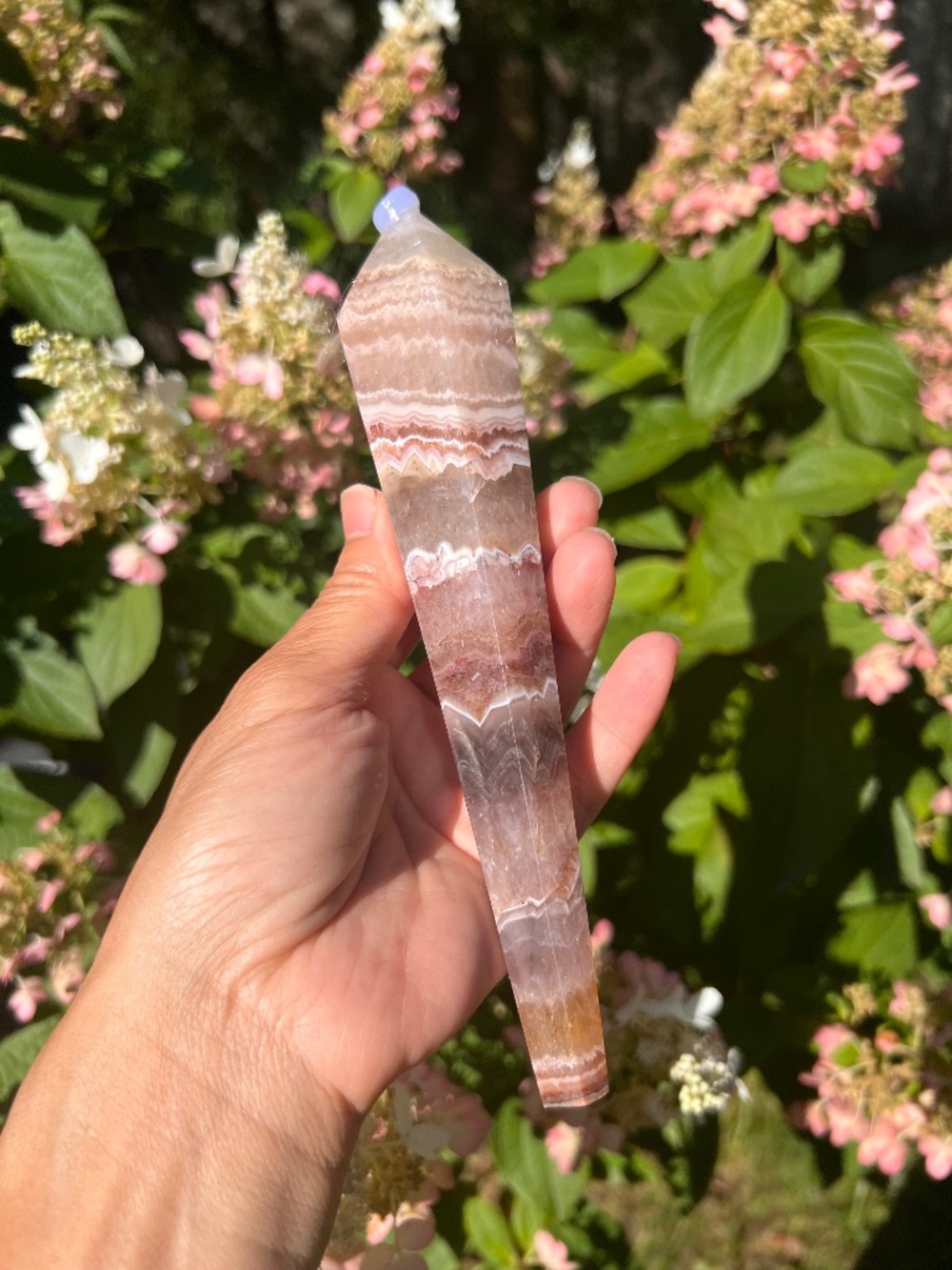 Amethyst (4)  lace agate wand with stand | Crystal